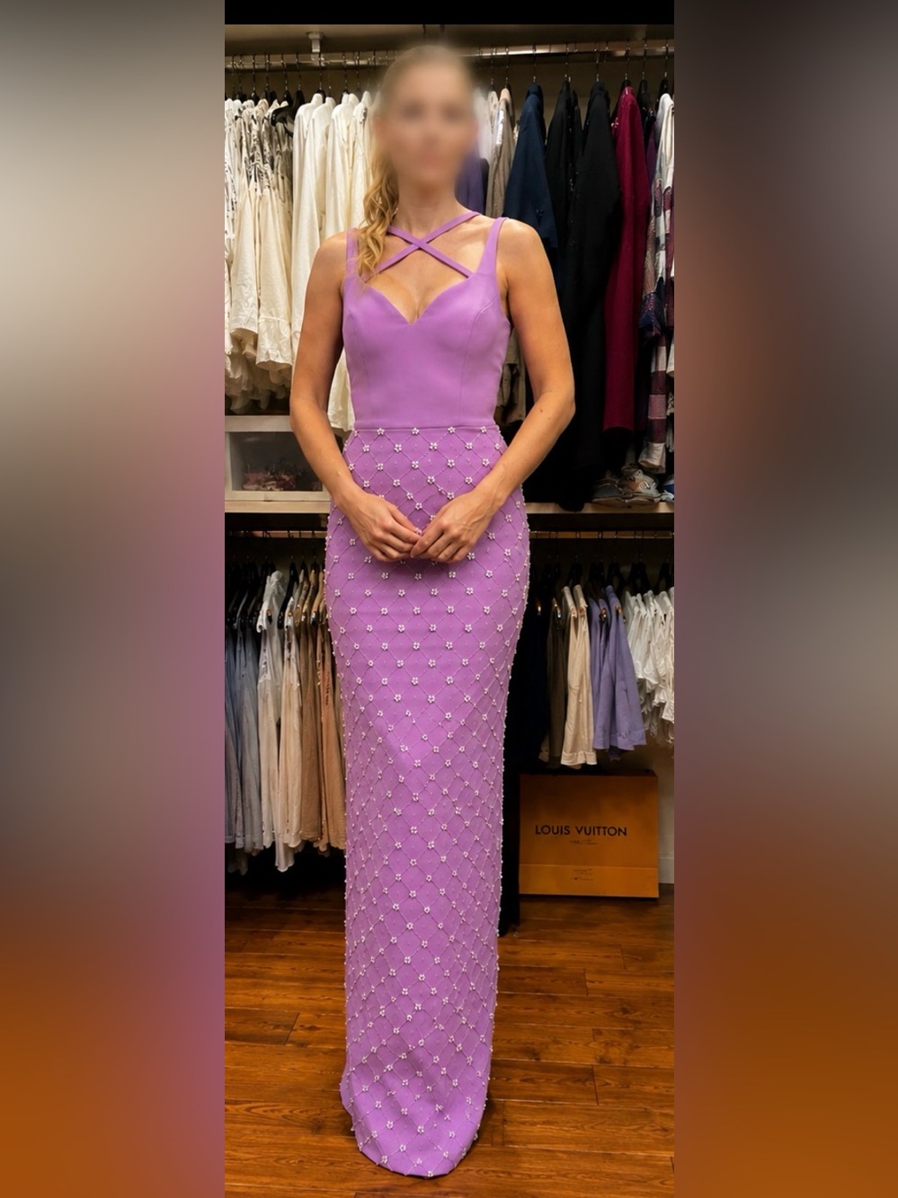 Jonathan Kayne 9064 Lilac Crystal Embellished Formal Gown Size 4 NWT
